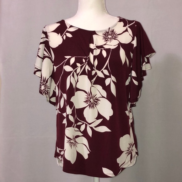 Liz Claiborne floral women blouse short sleeves - Picture 1 of 7